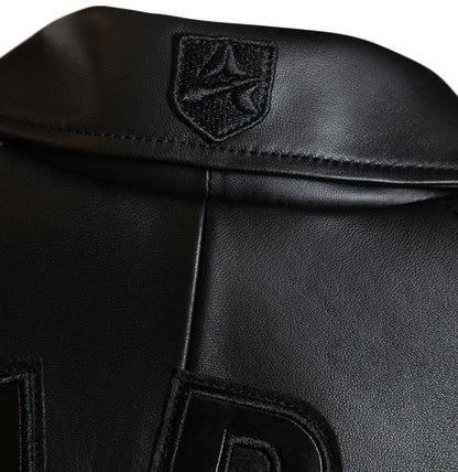 AVIREX leather appliqué and circular embroidered back emblem