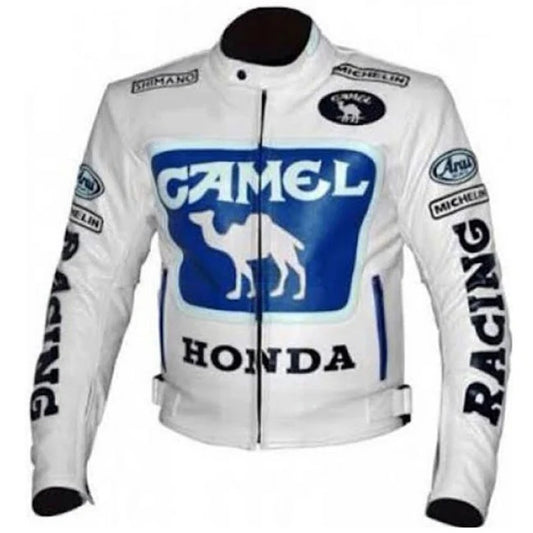 Max Biaggi Camel Honda Motorcycle Leather Motogp Jacket - bombersflight