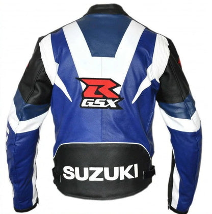 Trending Suzuki Gsxr Motorcycle Blue Leather moto Jacket - bombersflight