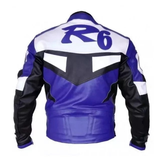 Yamaha R6 Motorcycle Jacket CE Armors Cowhide Leather Biker Jacket - bombersflight