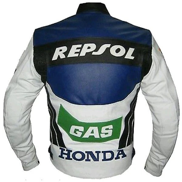 Honda Motorbike Jacket Repsol Gas Motorcycle Biker Leather Jacket - bombersflight