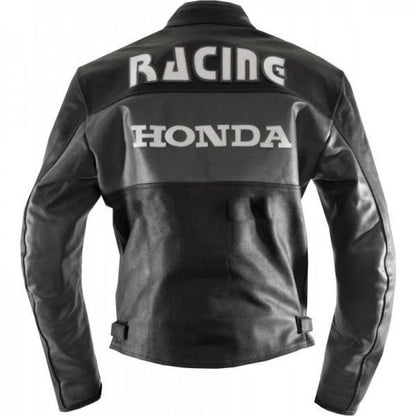 Black Honda Motorbike Jacket Real Cowhide Leather Jacket - bombersflight