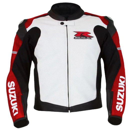 SUZUKI GSXR Motorcycle Leather Racing Jacket on sale - bombersflight