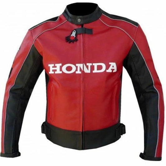 New Honda Racing Jacket Red And Black Motorbike Leather Jacket - bombersflight