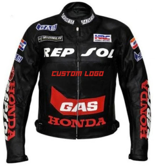 Men’s Honda Repsol Gas Motorbike Leather Jacket - bombersflight