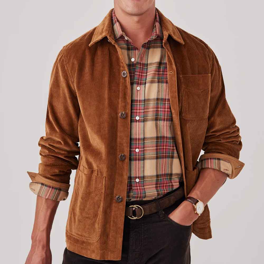 Men's Brown Corduroy Jacket in Shirt Style