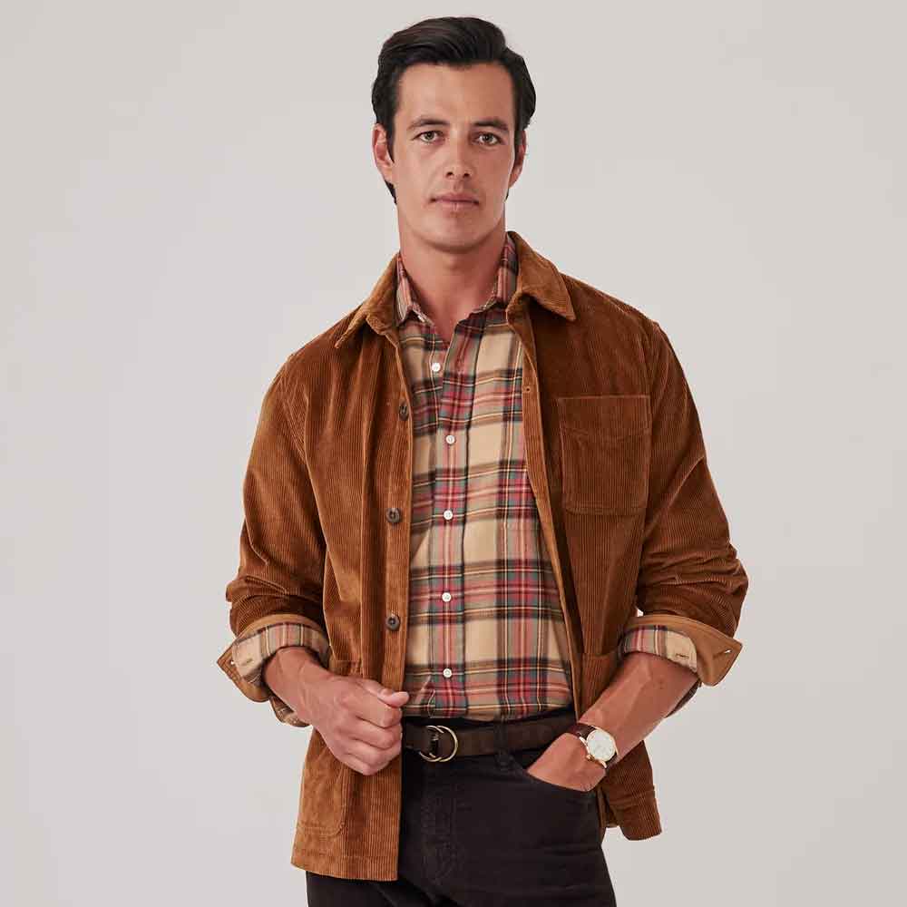 Men's Brown Corduroy Jacket in Shirt Style