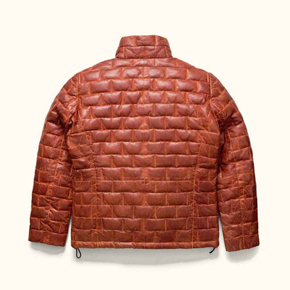 Brown quilted jacket on a white background