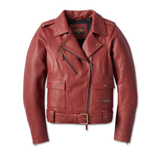 Red Leather Biker Jacket