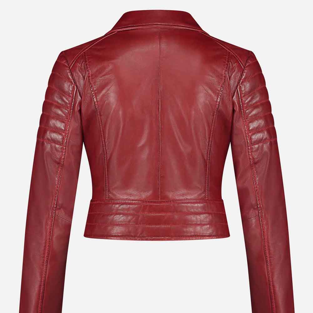 Red leather jacket on a white background