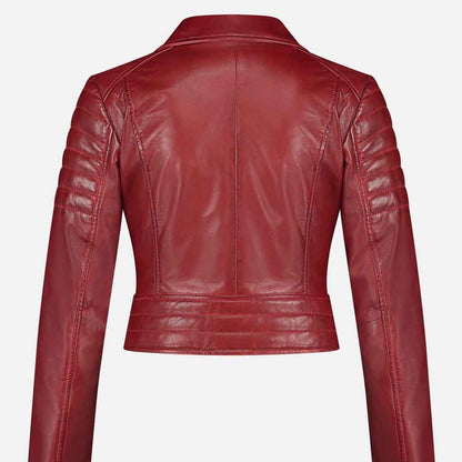 Red leather jacket on a white background