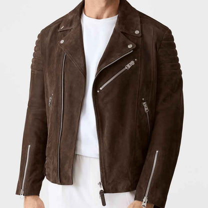 Suede Biker Jacket Men