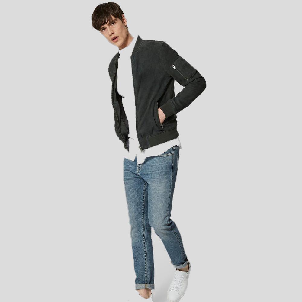 goatskin leather suede jacket