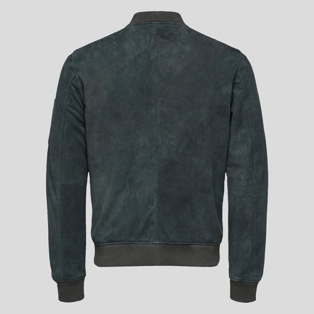 back view of suede leather jacket