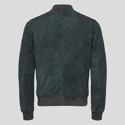 back view of suede leather jacket